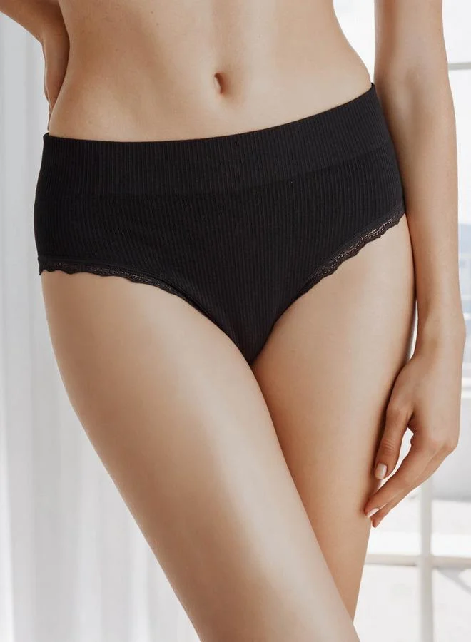 سبلاش فيڤ Ribbed Bikini Briefs with Lace Inserts