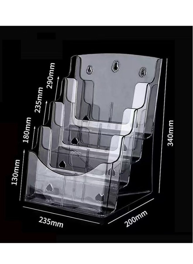 Generic 4-Tier Magazine Display Holder Clear 235x173x325mm  - Image 2