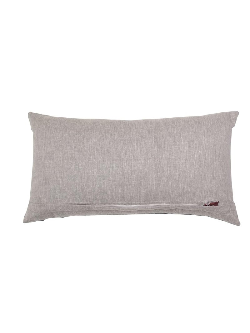 ZEBA World Cushion Cover Cotton Patchwork with Pleats and Embroidery of Checks - 12inches X 22inches - Image 3
