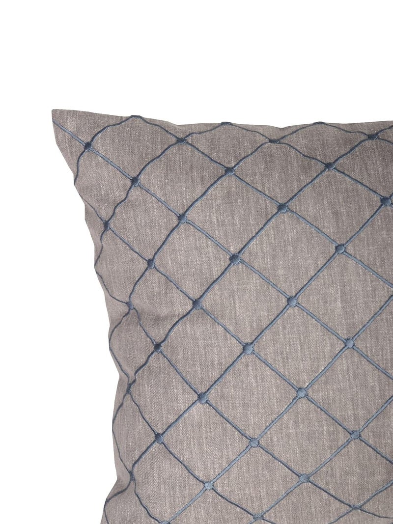ZEBA World Cushion Cover Cotton Patchwork with Pleats and Embroidery of Checks - 12inches X 22inches - Image 5