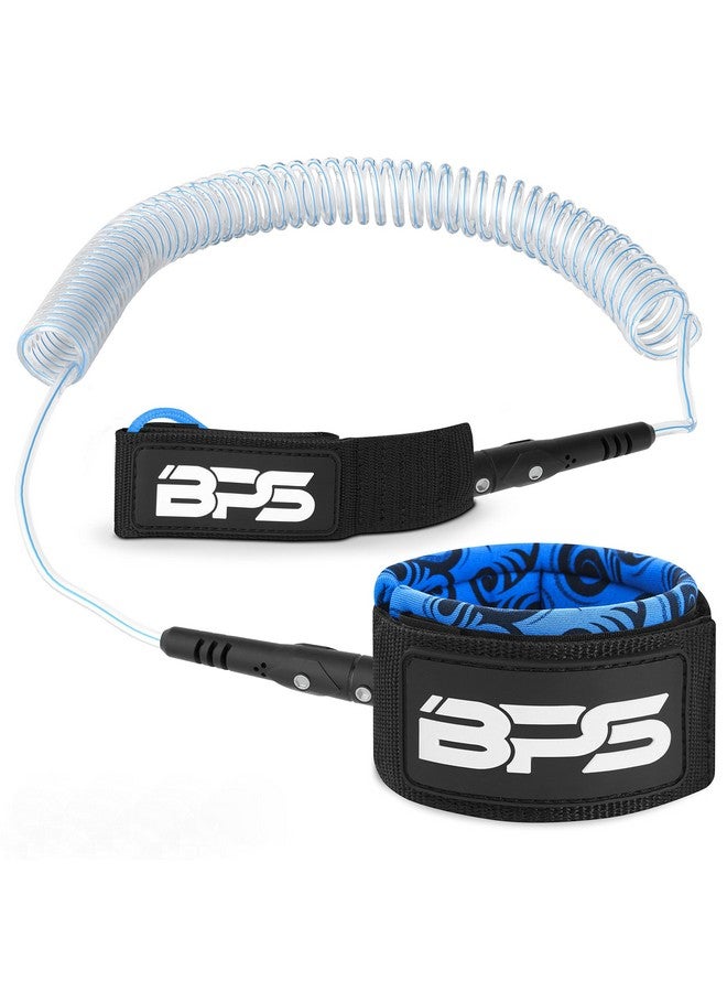 BPS 'Storm' Premium Coiled Sup Leash 10Ft Leash With Triple Rail Savers And Double Swivels (Koru Light Blue) - Image 2