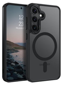 KENSUO for Samsung S25/S24 Case, Compatible with MagSafe, Magnetic Translucent Matte Back Shockproof Cover with Strong Magnet, Slim Thin Full Protection Phone Case for Galaxy S25/S24 5G (Black)  - Image 1