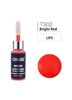 Microblading Ink Permanent Makeup Pigment 0.4Oz/12Ml Lip Color Ink Microblading Pigment For Lips (T302 Bright Red)