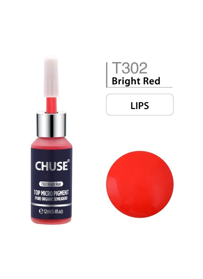 Chuse - Microblading Ink Permanent Makeup Pigment 0.4Oz/12Ml Lip Color Ink Microblading Pigment For Lips (T302 Bright Red) - Image 1