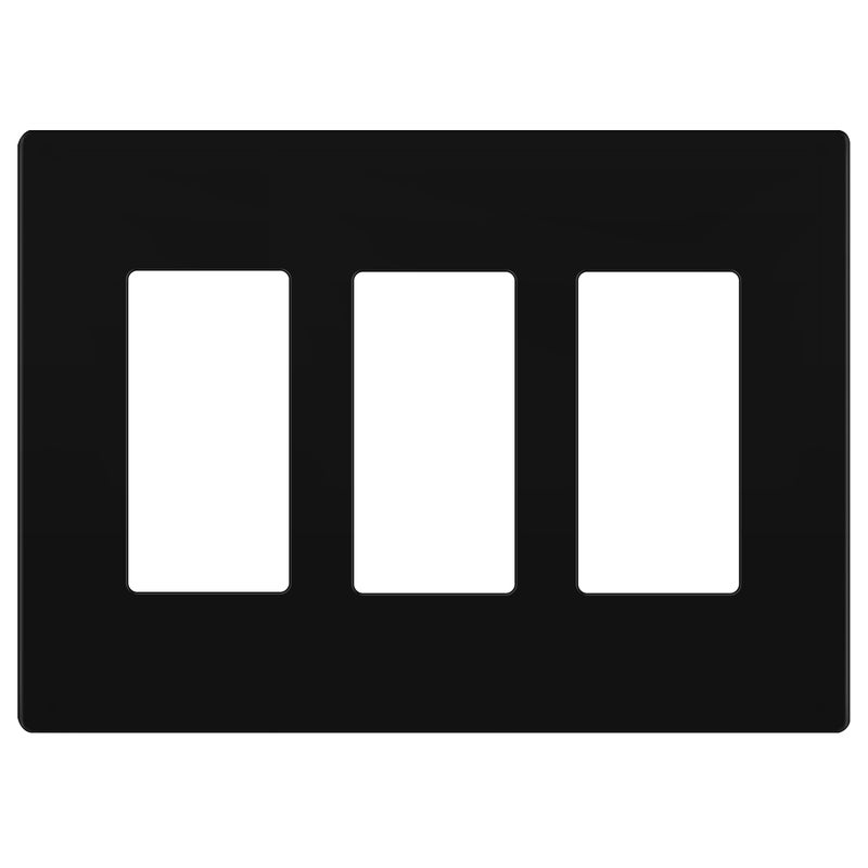 LIDER Matte Finish Triple Decorator Switch Cover, Screwless Wall Plate, Mid-Size 3-Gang 4.88" x 6.77", Polycarbonate Thermoplastic, UL Listed, LSWP-33M-BK, Black - Image 1