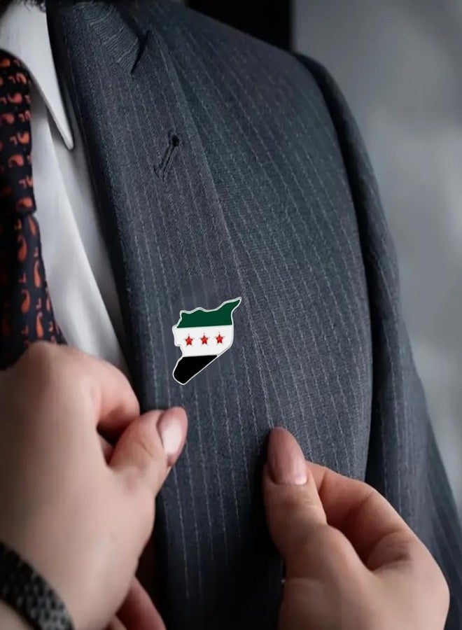 ZENRUIMING ٥ دبابيس مينا عليها علم سوريا، دبوس طية صدر السترة عليه خريطة وعلم سوريا، بروش شريطي عليه علم سوريا، شارة معدنية على شكل قبضة يد عليها علم سوريا، ٣ سم (١.٢ بوصة)، معدن، بدون أحجار كريمة. - Image 5