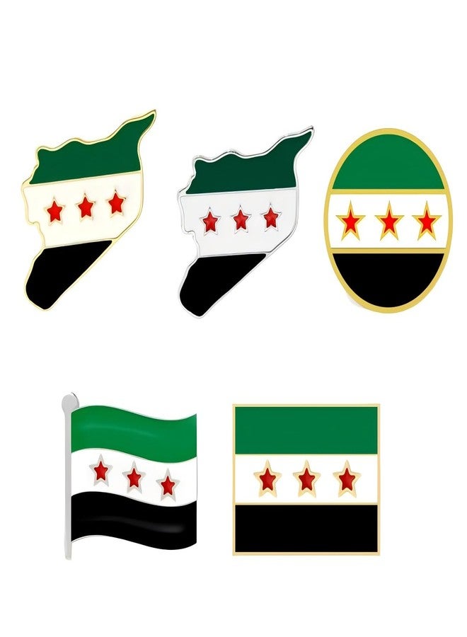 ZENRUIMING ٥ دبابيس مينا عليها علم سوريا، دبوس طية صدر السترة عليه خريطة وعلم سوريا، بروش شريطي عليه علم سوريا، شارة معدنية على شكل قبضة يد عليها علم سوريا، ٣ سم (١.٢ بوصة)، معدن، بدون أحجار كريمة. - Image 1