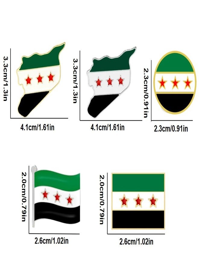 ZENRUIMING ٥ دبابيس مينا عليها علم سوريا، دبوس طية صدر السترة عليه خريطة وعلم سوريا، بروش شريطي عليه علم سوريا، شارة معدنية على شكل قبضة يد عليها علم سوريا، ٣ سم (١.٢ بوصة)، معدن، بدون أحجار كريمة. - Image 2