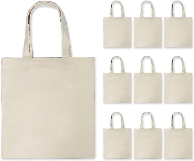 Eacam 10PCS Canvas Bag Handbag Large Capacity Color Foldable Reusable Lightweight Shopping Bag Cloth Bag Tote Bag - Image 1