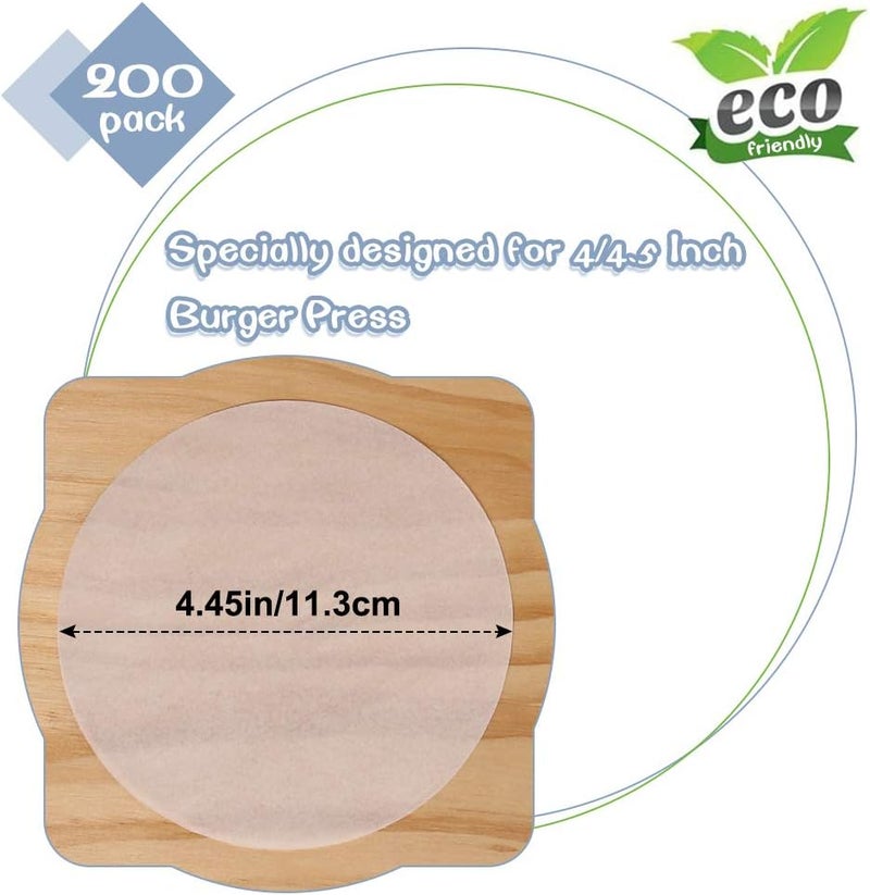 YQL Hamburger Patty Paper Round 4.5 Inch, Set of 200, Non Stick Patty Paper Sheets for Burger Press, Patty Serperate and Cake Baking(5.5/6/7/8/9/10/12inch Available) - Image 2