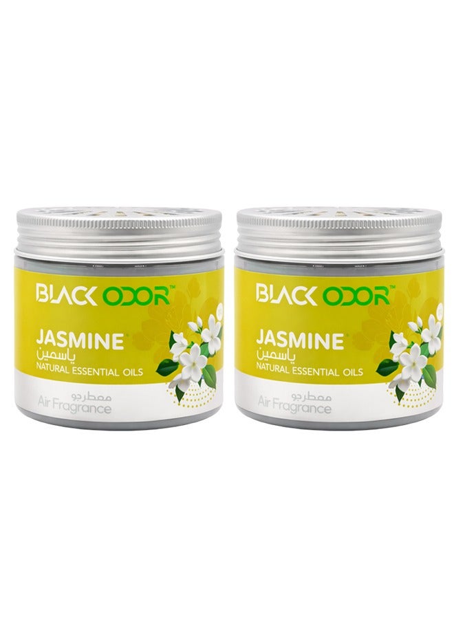 BLACK ODOR 2 PCS Black Odor Jasmine Air Freshener Combo Pack (2 x 100g) | Natural Essential Oils Fragrance | Long Lasting Room Freshener Gel | Home, Office, Car & Bathroom Odour Eliminator - Image 1