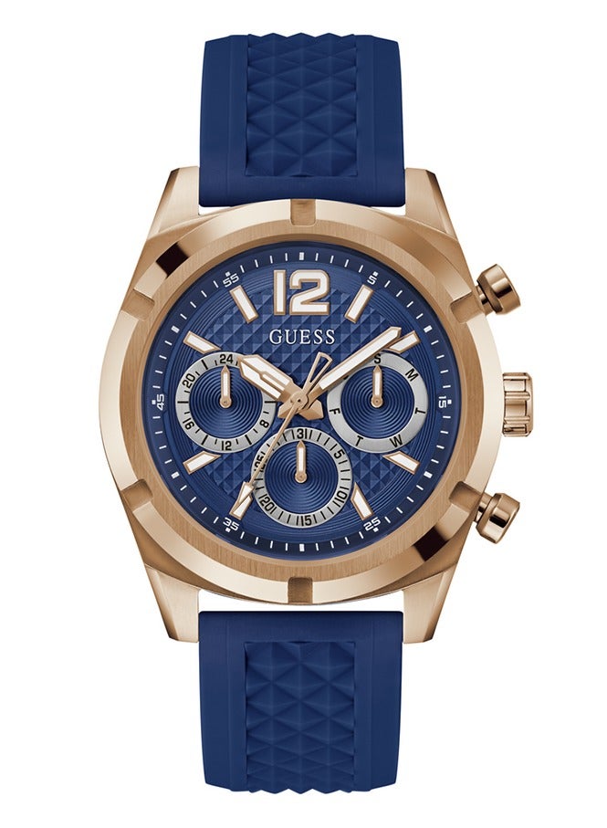 GUESS Mens Navy Blue Rose Gold Tone Multi-function Watch - GW0729G3 - Image 1