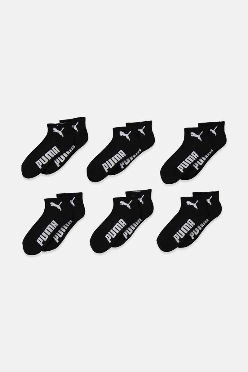 PUMA Women 6 Pairs Brand Logo Quarter Crew Socks, Black and White - Image 1