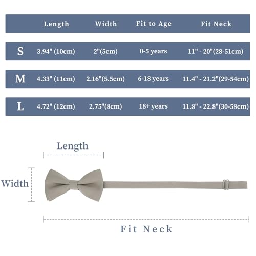 WELROG Classic Pre-Tied Bow Tie for Children & Adults Solid Color Adjustable Bowtie(Khaki) - Image 2