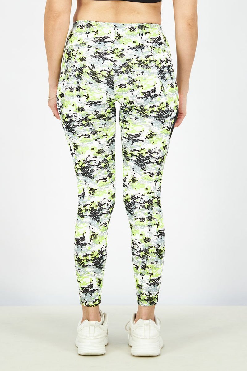 arena Women Sportwear Fit Training Leggings, Grey and Soft Green Combo - Image 4