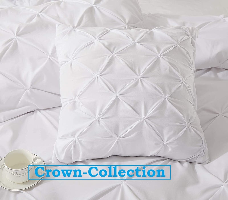 Crown Collection Pinch Plated/Pintuck White Pillow Shams Set of 2 - Luxury 600 Thread Count 100% Egyptian Cotton Cushion Cover Euro Size Decorative Pillow Cover Tailored Poplin European Pillow Sham Euro 26'' x 26'' - Image 2