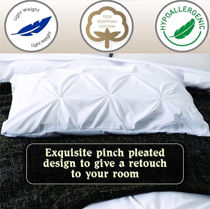 Crown Collection Pinch Plated/Pintuck White Pillow Shams Set of 2 - Luxury 600 Thread Count 100% Egyptian Cotton Cushion Cover Euro Size Decorative Pillow Cover Tailored Poplin European Pillow Sham Euro 26'' x 26'' - Image 4