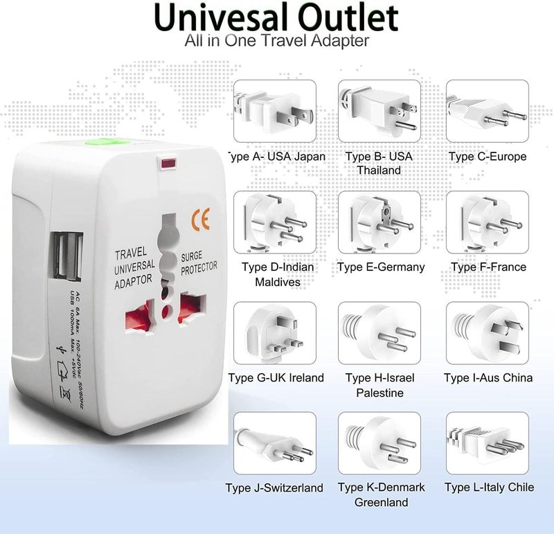 ULTRABYTES 200 Countries Supported Universal Travel Adapter with Build in Dual USB Plug Travel Adapter International All in One Worldwide Adapters Compatible with Laptop Mobile Camera Tablet - Image 4