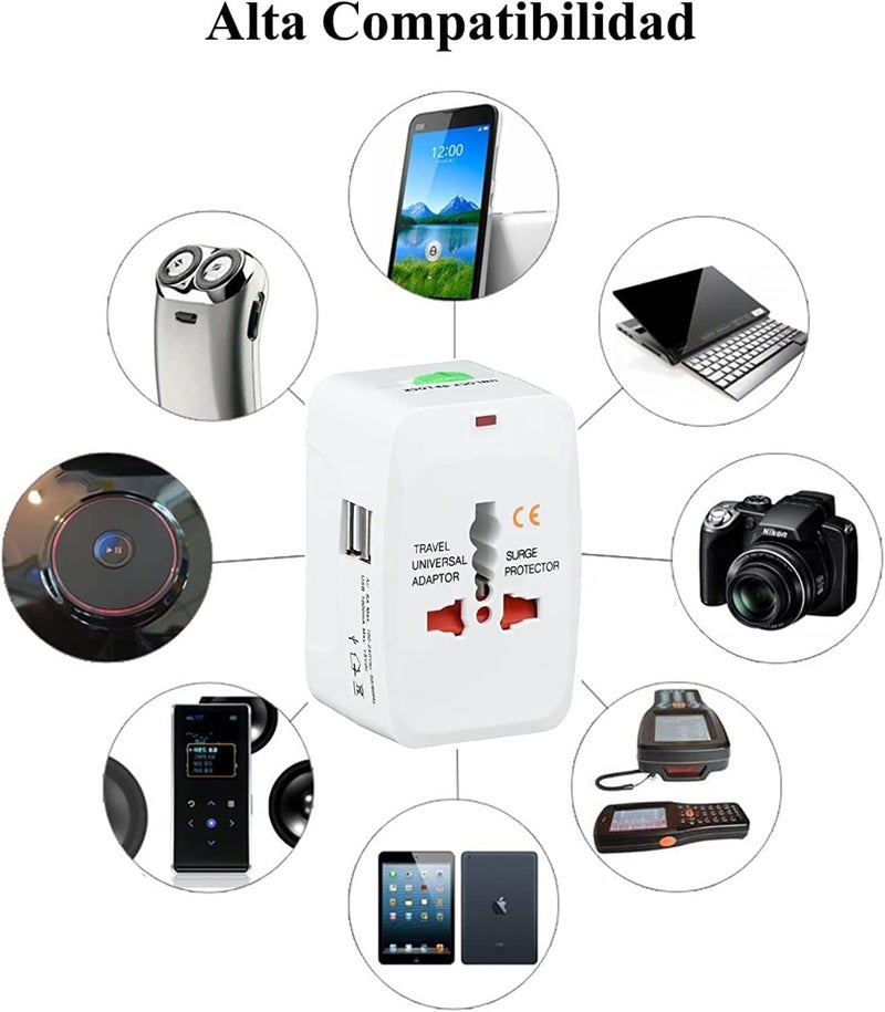 ULTRABYTES 200 Countries Supported Universal Travel Adapter with Build in Dual USB Plug Travel Adapter International All in One Worldwide Adapters Compatible with Laptop Mobile Camera Tablet - Image 3