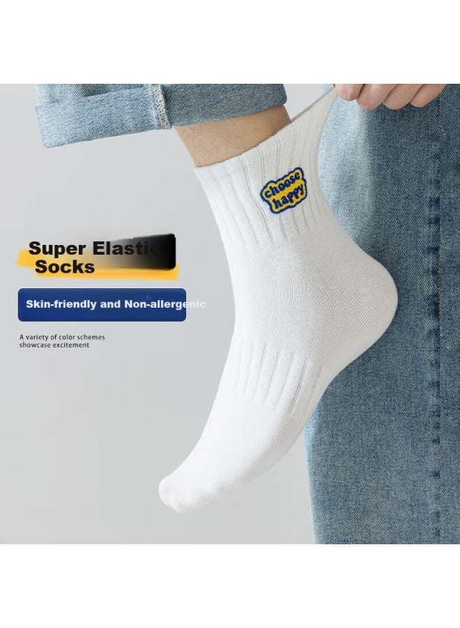 Snowflying Men's Socks, Spring And Summer Short Tube Socks, Cotton Socks, Breathable Embroidered Basketball Sports Casual Socks - Image 3