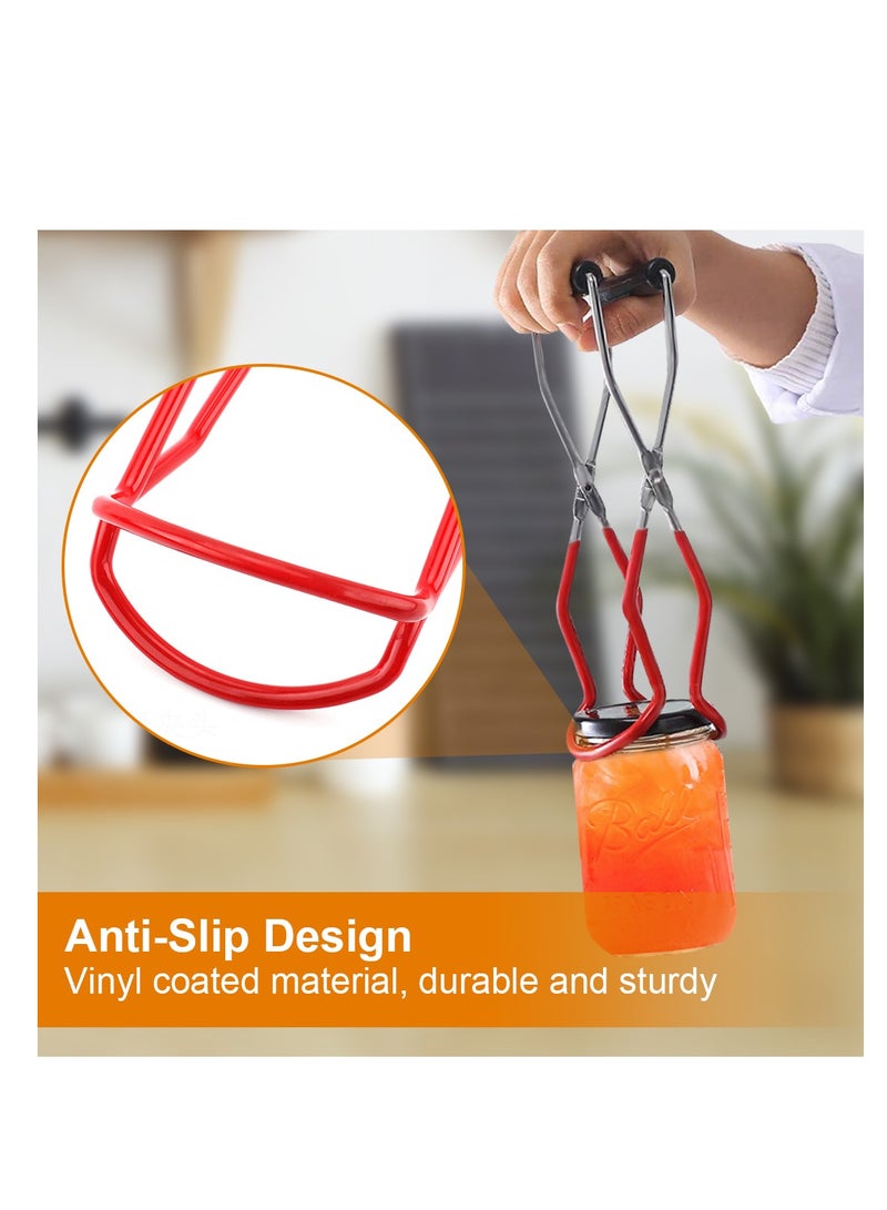 Canning Jar Lifter Tongs with Grip Handle, Stainless Steel Jar Lifter Safe and Secure Grip, Anti-Scalding ,Anti-Slip with Wide-Mouth Clip Universal for Kitchen Restaurant-Red - Image 3