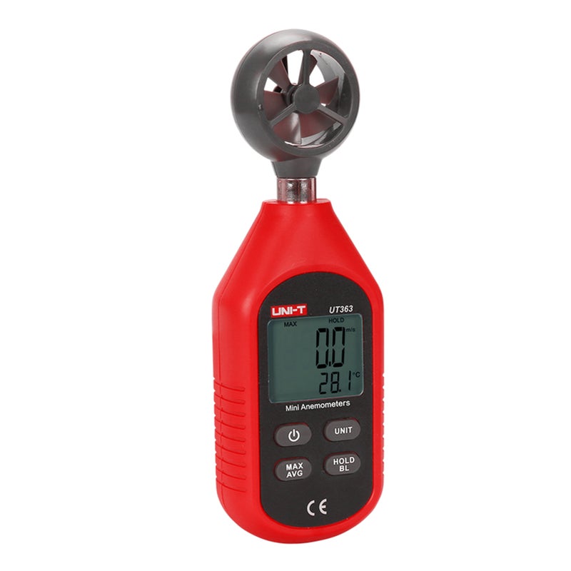 مقياس سرعة الريح الرقمي المحمول الصغير UT363 - جهاز فحص درجة الحرارة مع شاشة LCD لقياس سرعة تدفق الهواء ومستوى الريح 0~12 - Image 1