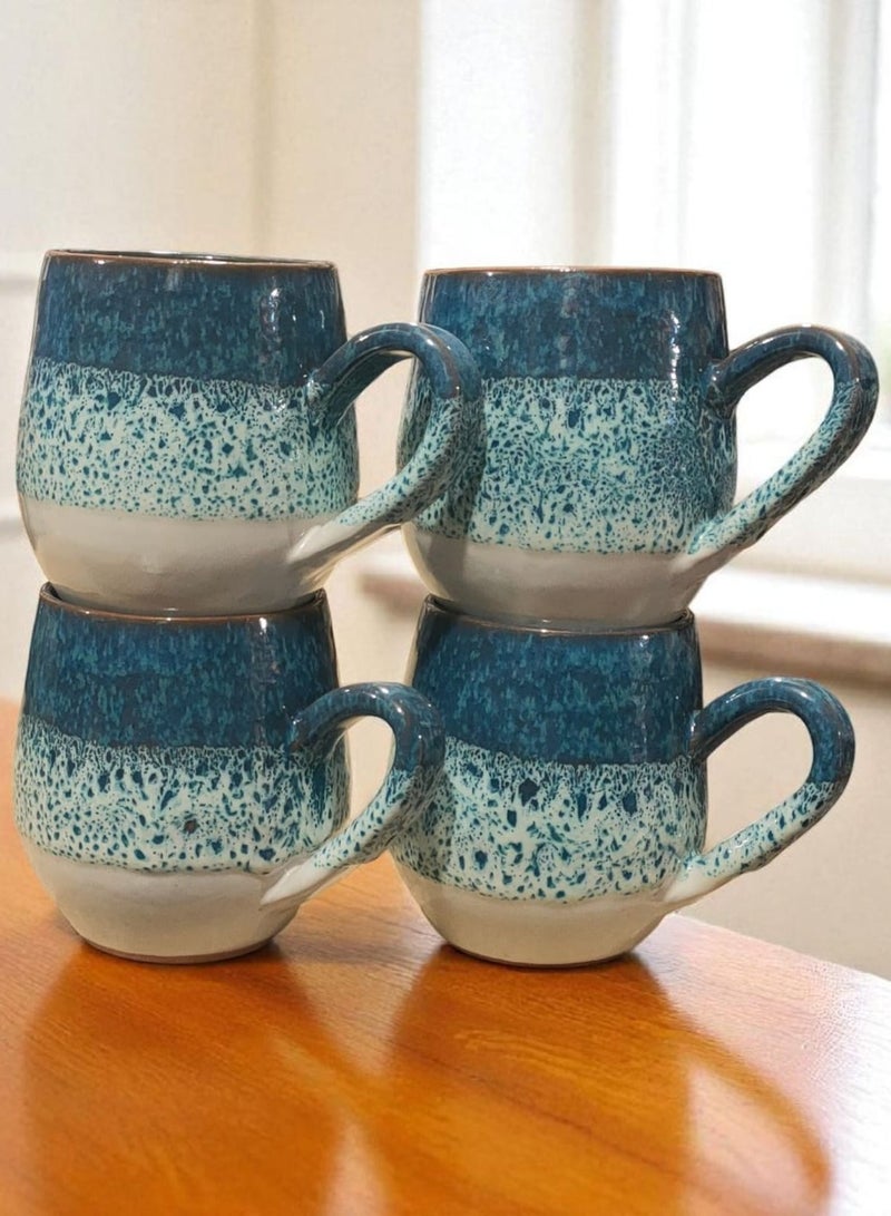 color zone pottery 4 pottery and porcelain mugs, 300ml capacity, each piece is unique, microwave safe  - Image 1