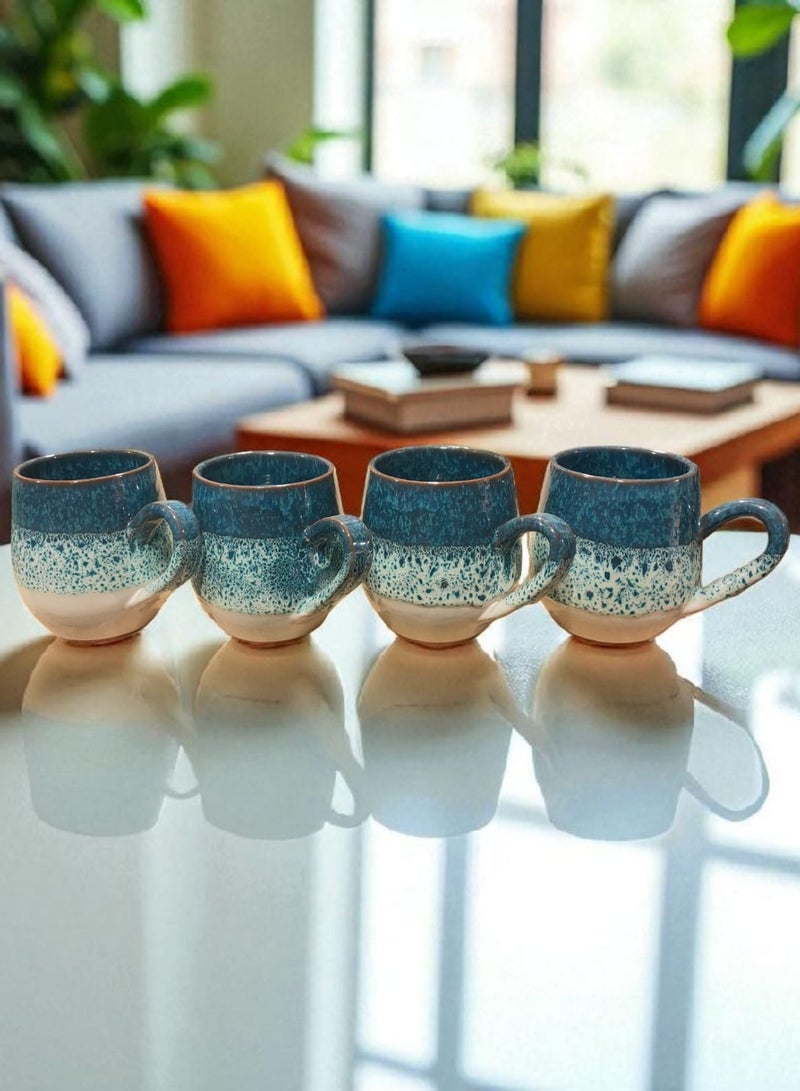 color zone pottery 4 pottery and porcelain mugs, 300ml capacity, each piece is unique, microwave safe  - Image 2