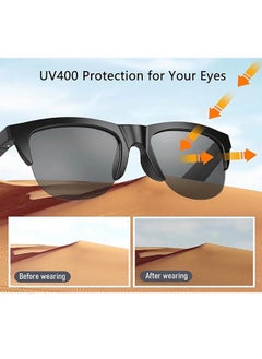 ماركة غير محددة Smart Glasses Open Ear Bluetooth Sunglasses 5.3 Bluetooth Smart Sunslasses Touch Control Music Calling with UV Filtered Lenses Storage Case  - Image 5
