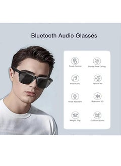 ماركة غير محددة Smart Glasses Open Ear Bluetooth Sunglasses 5.3 Bluetooth Smart Sunslasses Touch Control Music Calling with UV Filtered Lenses Storage Case  - Image 2
