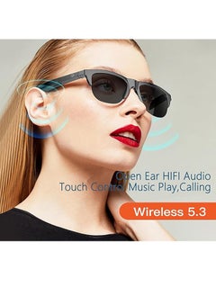 ماركة غير محددة Smart Glasses Open Ear Bluetooth Sunglasses 5.3 Bluetooth Smart Sunslasses Touch Control Music Calling with UV Filtered Lenses Storage Case  - Image 3