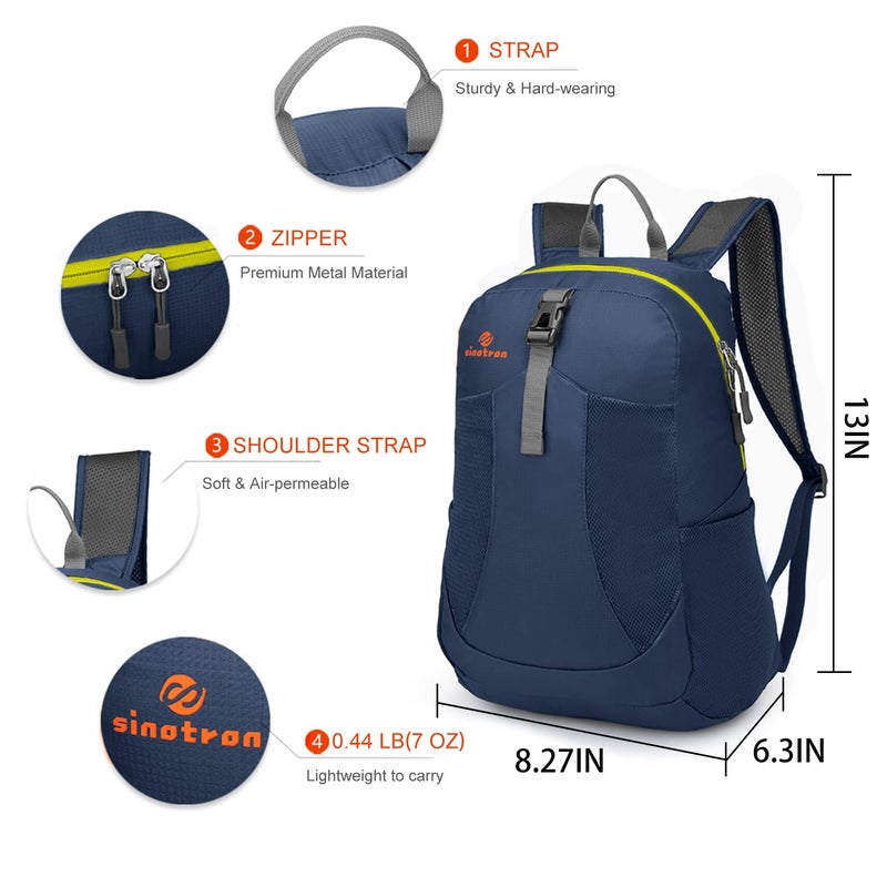 sinotron Lightweight Packable Backpack, Small Foldable Hiking Backpack Day Pack for Travel Camping Outdoor Vacation (Dark blue) - Image 2