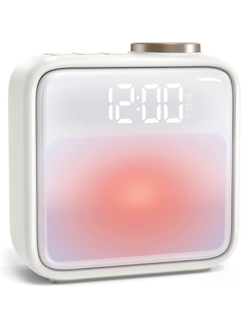 Alarm Clock Night Lights, Built-in Battery Alarm Clock for Bedrooms, 6 Scenes & White Noise Sync, Dual Alarms & Snooze, for Heavy Sleepers, Gifts for Kids Teens - Image 1