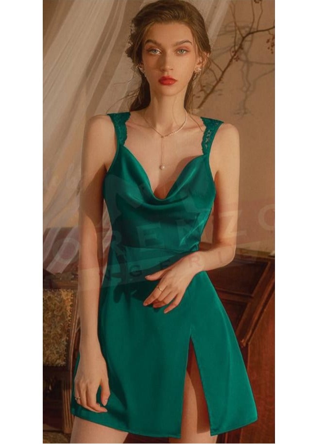 Lingerie Made Of Satin, Open On One Side With Lace At The Back