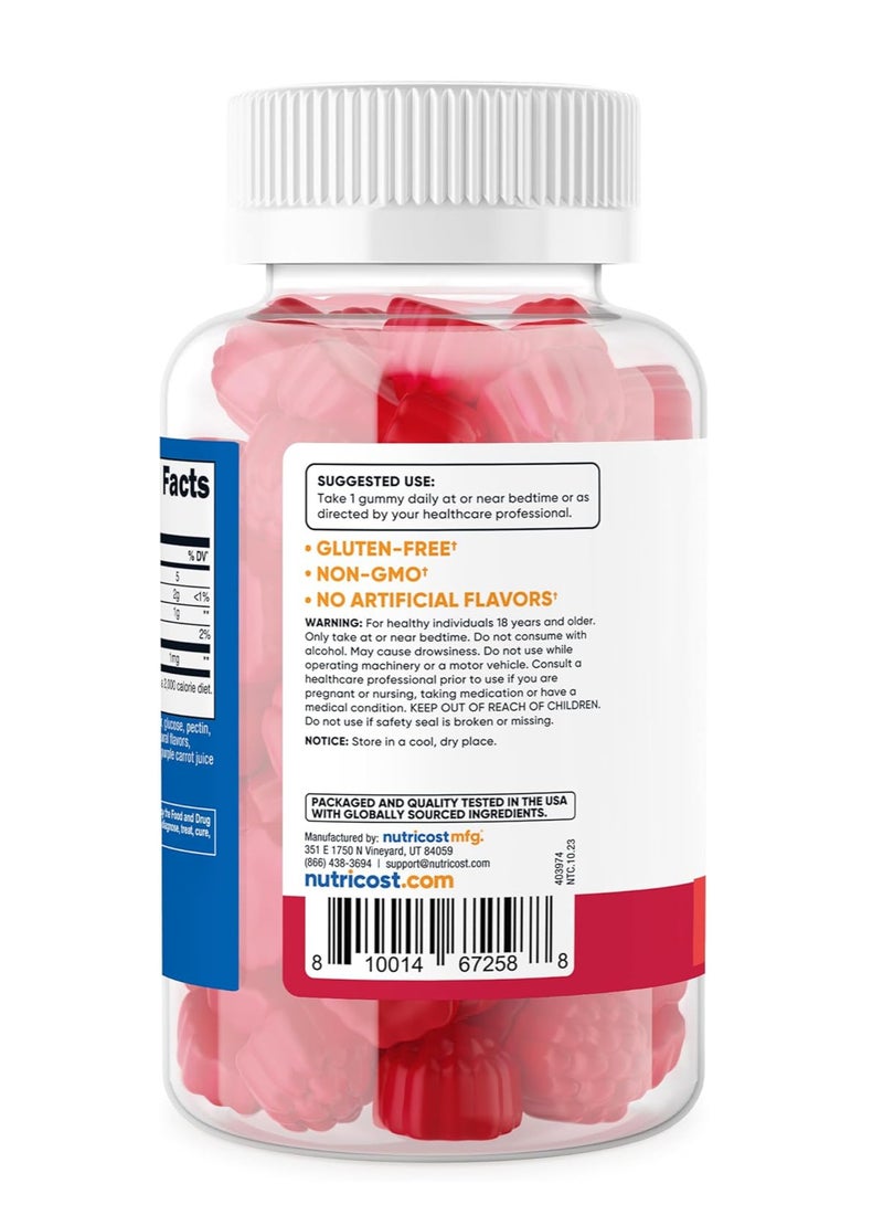 Nutricost Melatonin 1mg, 180 Gummies, Strawberry Flavored - Gluten Free, Non-GMO, No Corn Syrup - Image 3