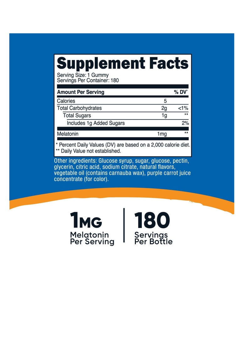 Nutricost Melatonin 1mg, 180 Gummies, Strawberry Flavored - Gluten Free, Non-GMO, No Corn Syrup - Image 2