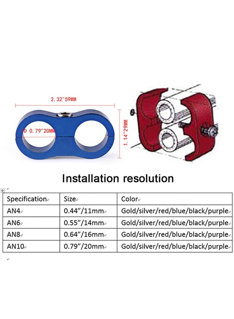 Generic 10AN Hose Separator Clamp, 4pcs Aluminum Fuel Line Mounting， Divider Hose， Fitting Adapter Fit for 5/8 Fuel Line, Oil Line, Brake Line, Water Pipe, and Gas Line, Blue - Image 4