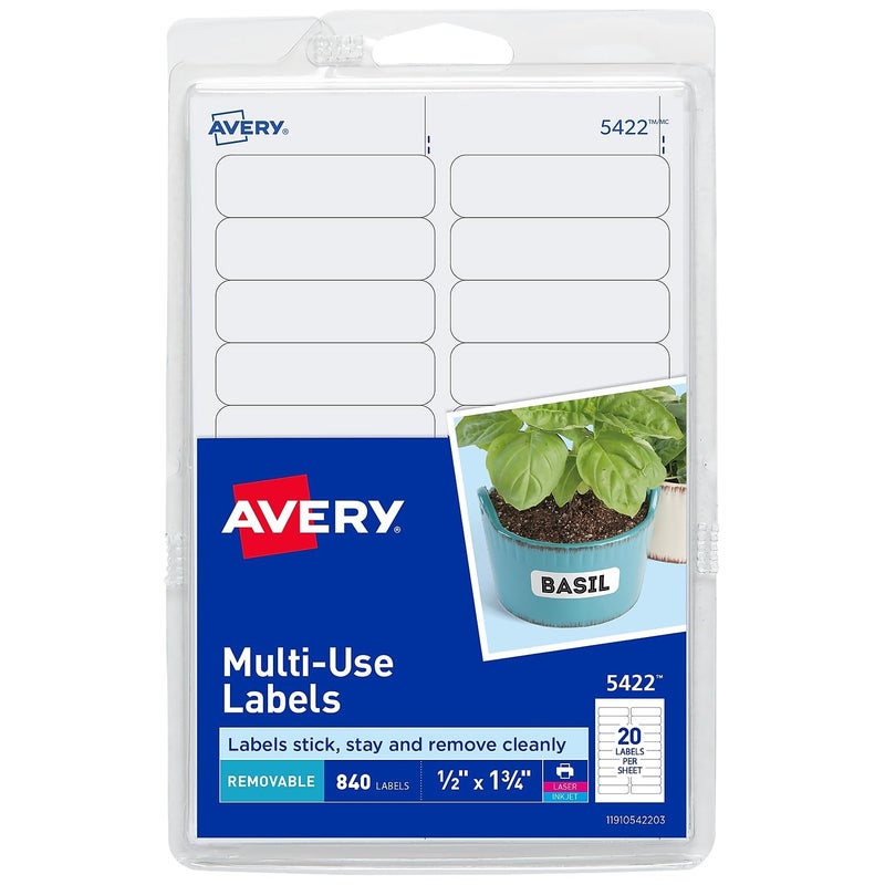 Avery 05422 Removable Multi-Use Labels, 1/2-Inch x 1-3/4-Inch, White, 840 Labels/Pack - Image 1