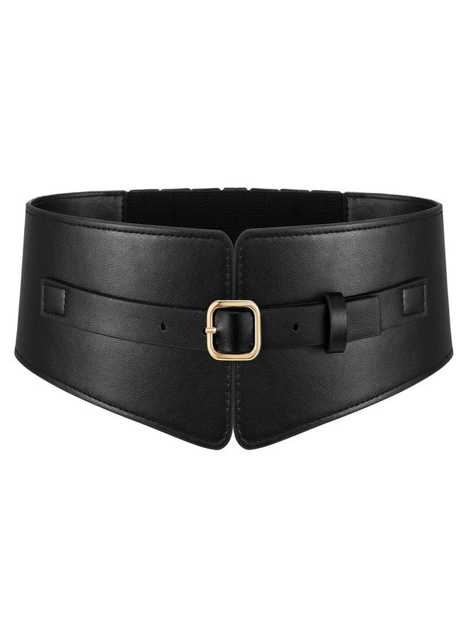 WHIPPY Women Wide Elastic Waist Belt Wide Leather Stretch Belt Fashion Ladies Waistband for Dresses, Black, M - Image 1