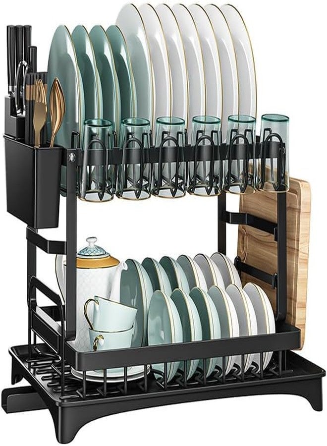 Glaceon 2 Tier Kitchen Countertop Dish Drainer Stainless Steel Cutlery Drainer with Drain Plate and Dish Drainer for Kitchen Countertop - Image 1
