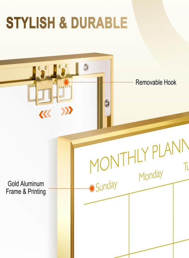 QUEENLINK Dry Erase Calendar Whiteboard for Wall, 24'' x 18'' Monthly White Board Planner with Gold Frame, Magetic Hanging Wipe Board for Home Office School Dorm - Image 3