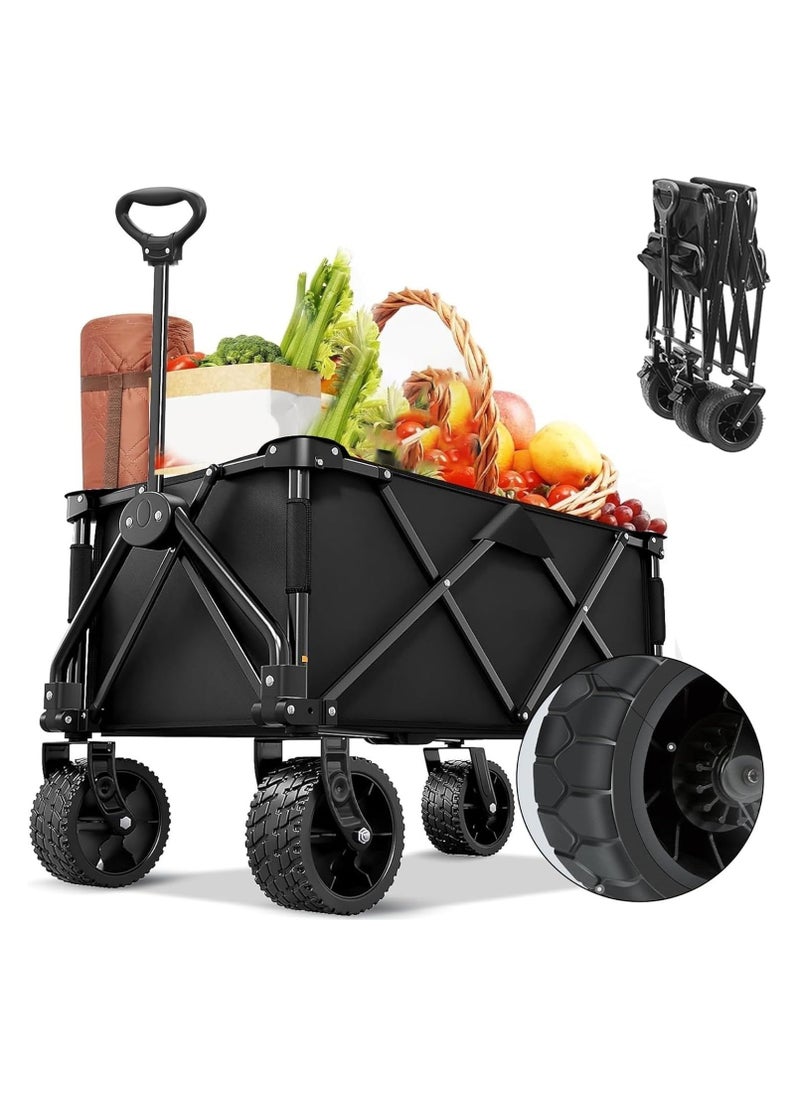 Piccasio 150 kg Collapsible Folding Wagon, Portable Large Trolley cart, Bearing Heavy Capacity Beach Garden Shopping Carts & Stroller Wagon, Utility Adjustable Handle Outdoor Camping with Heavy Wheels  - Image 1