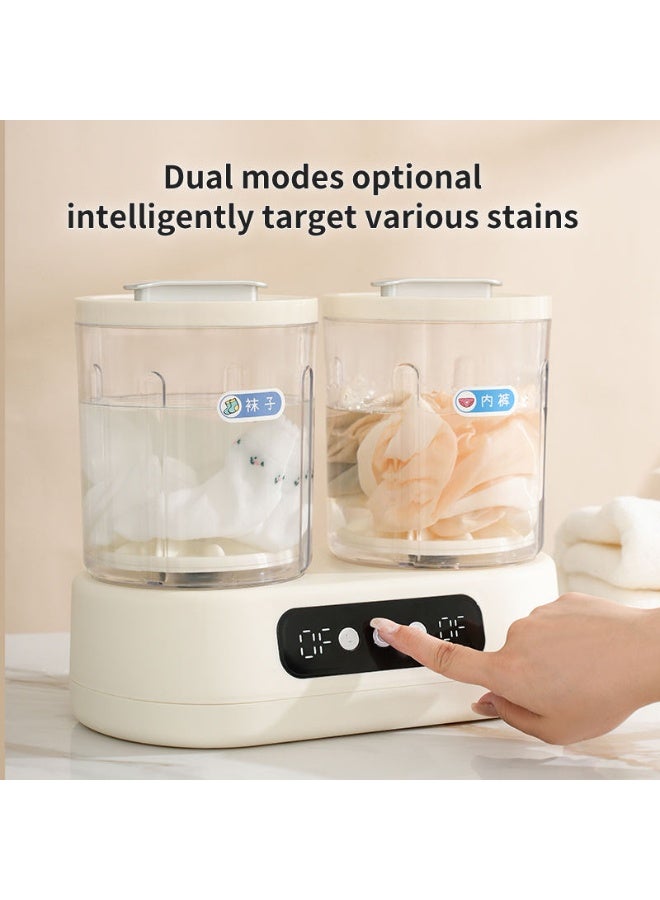 Mini Portable Washing Machine Double Bucket 2-in-1.5L USB Washer for Underwear Socks Compact Laundry Machine for Travel Dorm Bathroom Apartment Use - Image 2
