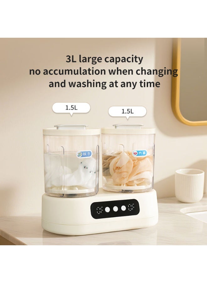 Mini Portable Washing Machine Double Bucket 2-in-1.5L USB Washer for Underwear Socks Compact Laundry Machine for Travel Dorm Bathroom Apartment Use - Image 3
