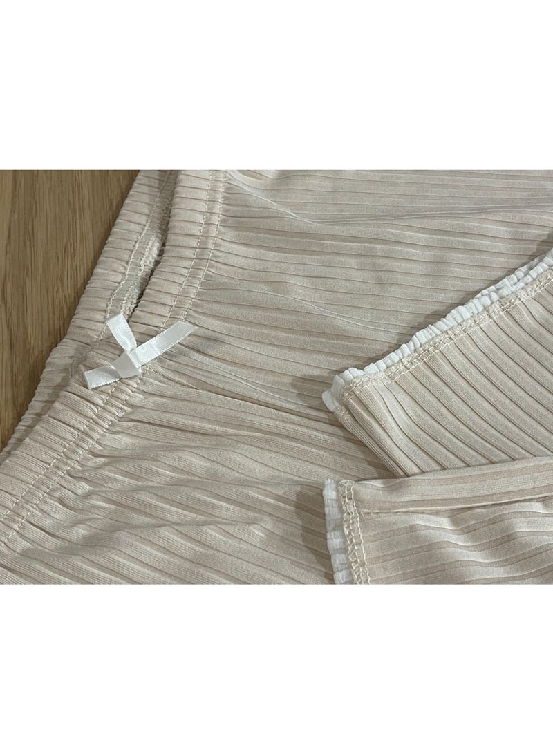 SOLOBUY Outlet Pyjama Sets Women, Crop Tops V Neck Long Sleeve Shirts Ruffles Pants Fashionable Clothing - Image 2