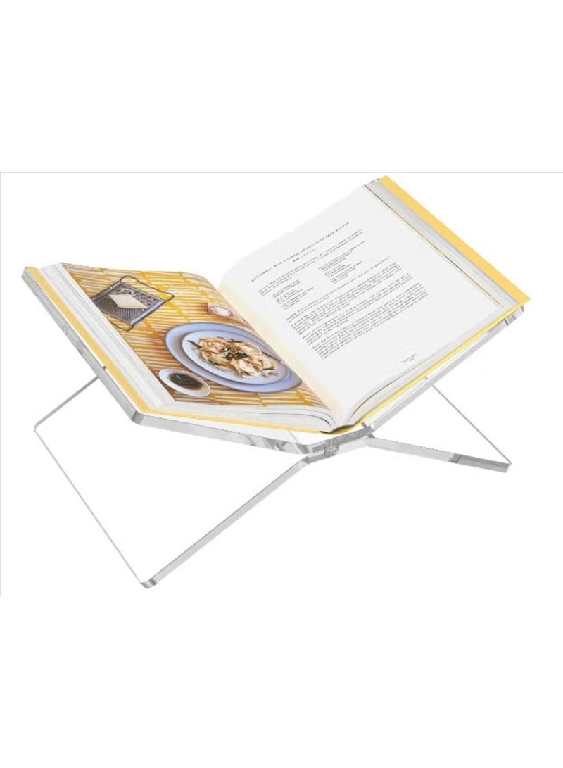 حامل قاعدة الكتب حامل دفتر الطبخ للكتاب المفتوح والمغلق قاعدة رسمية صغيرة شكل X شفافة عرض أنيق - Image 1