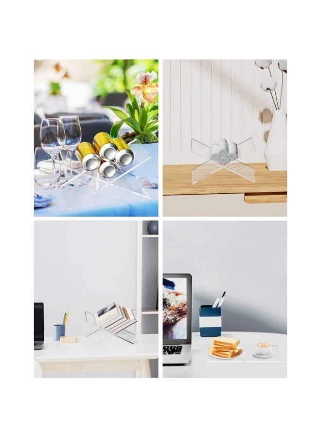 حامل قاعدة الكتب حامل دفتر الطبخ للكتاب المفتوح والمغلق قاعدة رسمية صغيرة شكل X شفافة عرض أنيق - Image 3