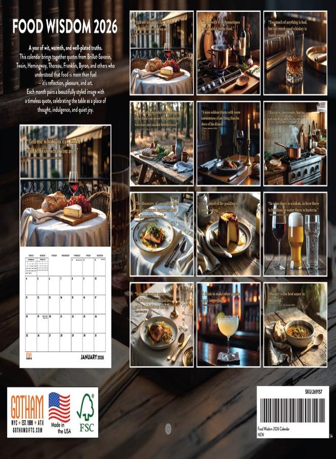Poster Foundry Foodie Wisdom Calendar 2026 Famous Food Lover Quotes Monthly Wall - Image 2