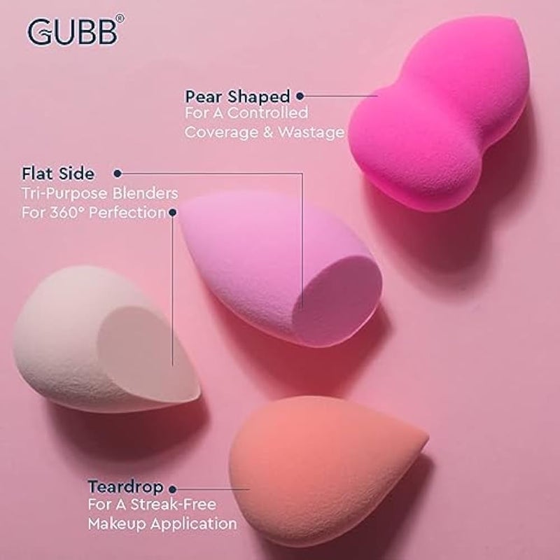 GUBB Blender Sponge For Face Makeup | Foundation Blending Beauty Sponge, Flawless for Liquid, Cream, Foundation & Powder | Makeup Sponge (Peach & Pink) - Set of 4 - Image 4