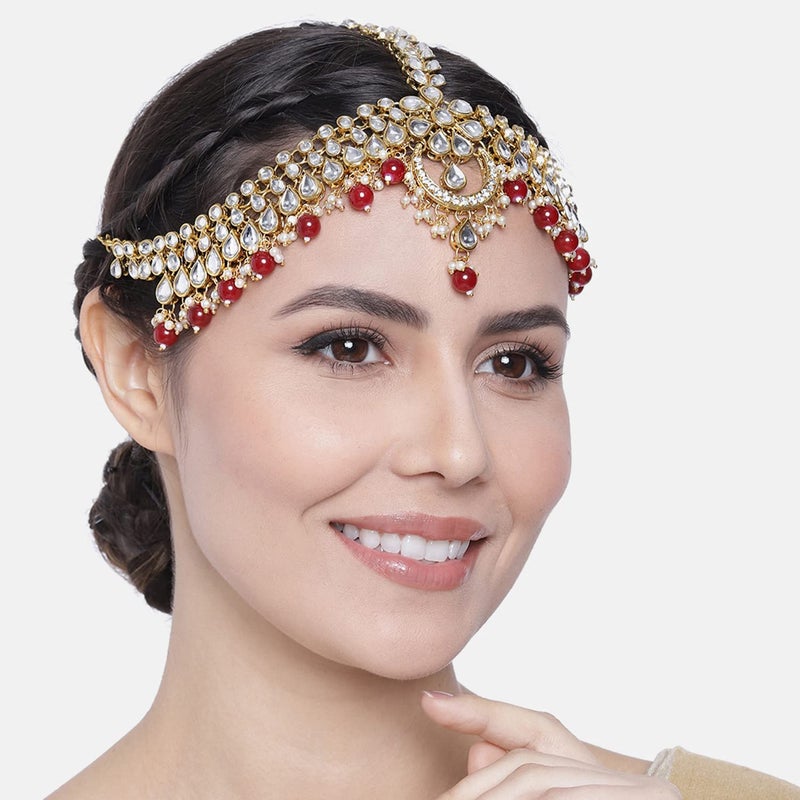 PEORA تاج رأس مذهب مزين بكندنا و لؤلؤ للنساء والفتيات - Image 2